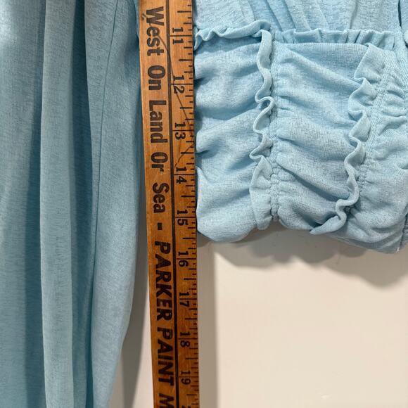 By Anthropologie Women's Corset Femme Blouse Top Long Sleeve Sheer Blue XS - Picture 6 of 8